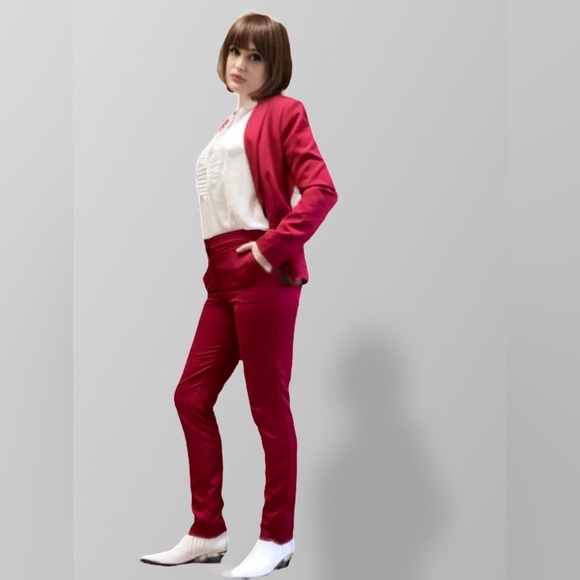 Cranberry Satin Dress Pants, Small - Picture 5 of 14